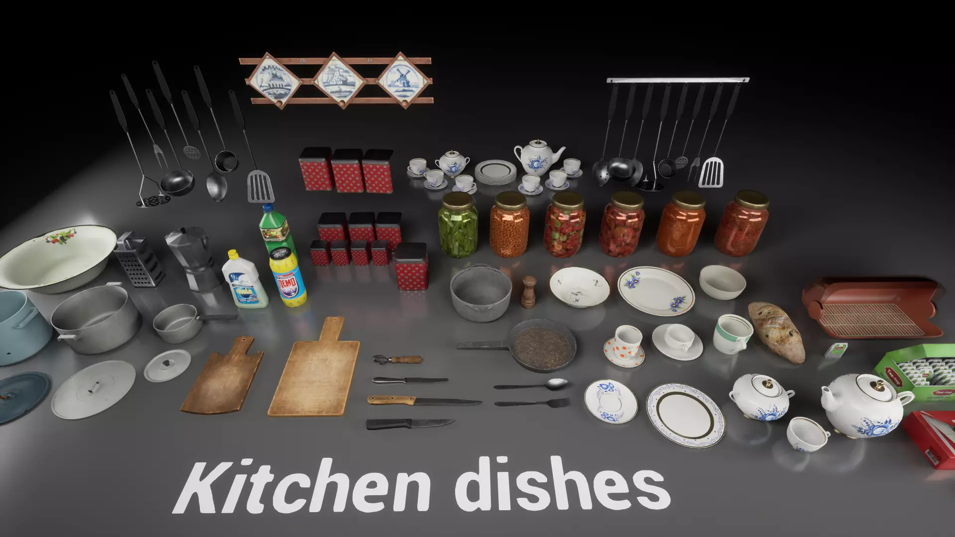 Post Soviet Dishes UE4 Low-poly 3D model_0