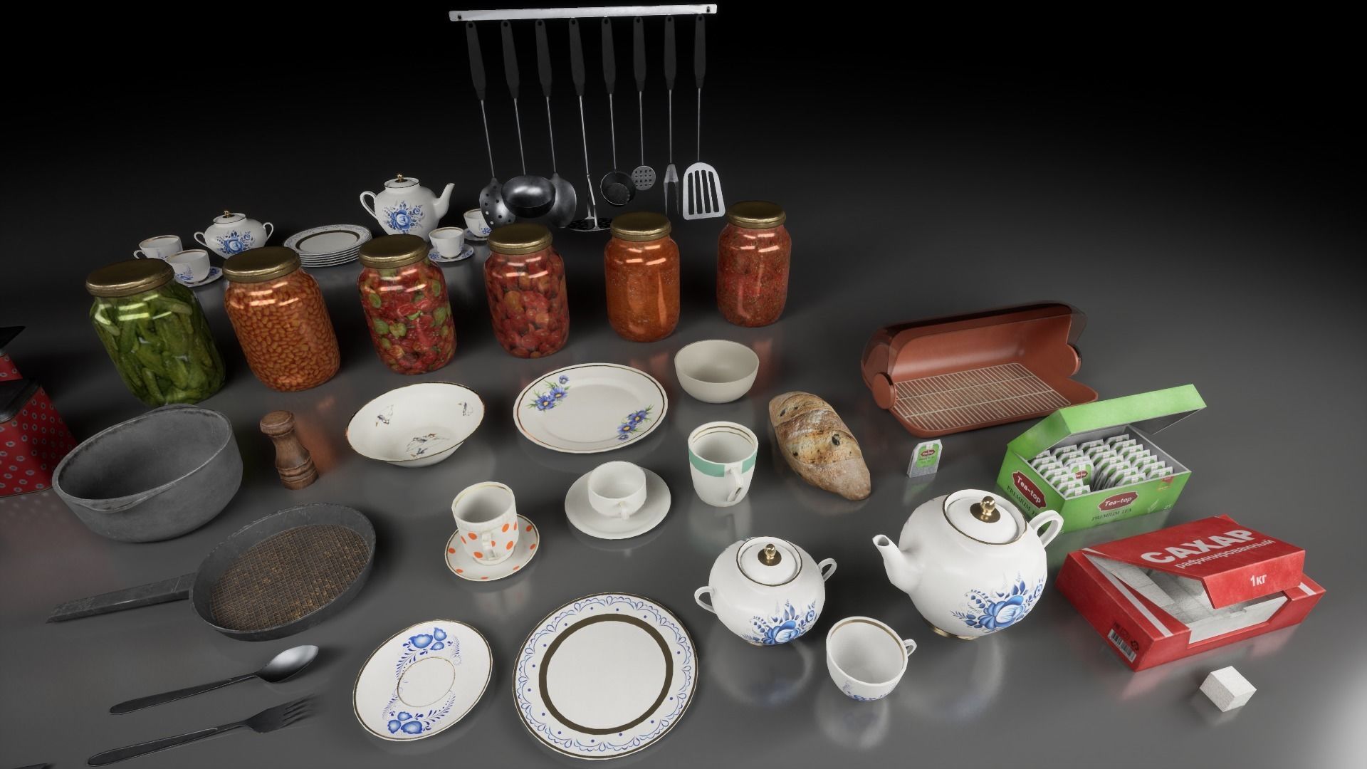 Post Soviet Dishes UE4 Low-poly 3D model_1