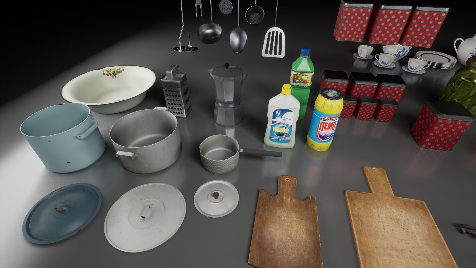 Post Soviet Dishes UE4 Low-poly 3D model_2