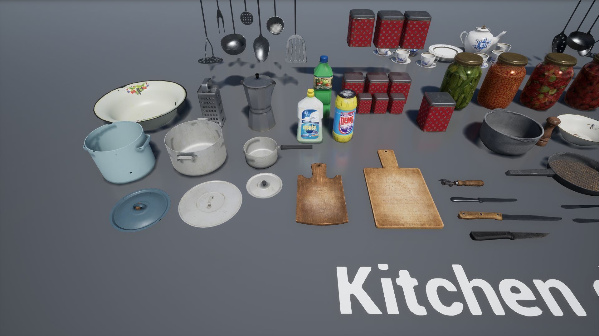 Post Soviet Dishes UE4 Low-poly 3D model_6