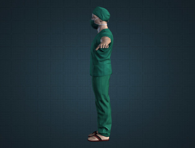Doctor 3D model surgeon in scrubs 3D model_3