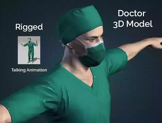 Doctor 3D model surgeon in scrubs 3D model