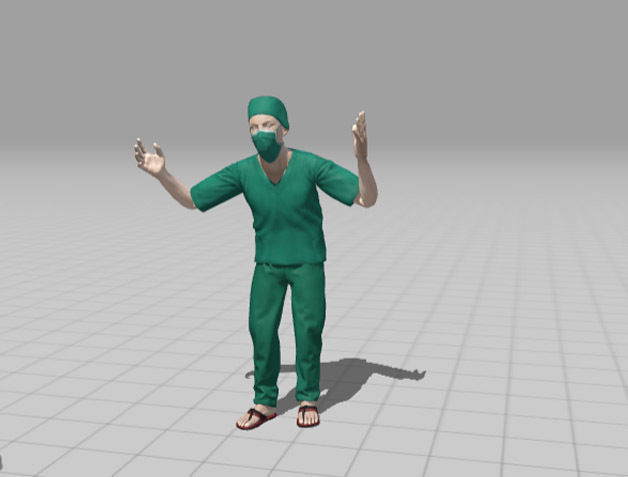 Doctor 3D model surgeon in scrubs 3D model_9