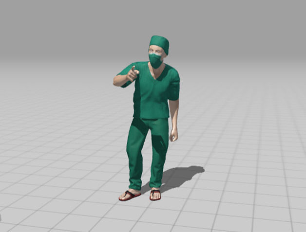 Doctor 3D model surgeon in scrubs 3D model_8