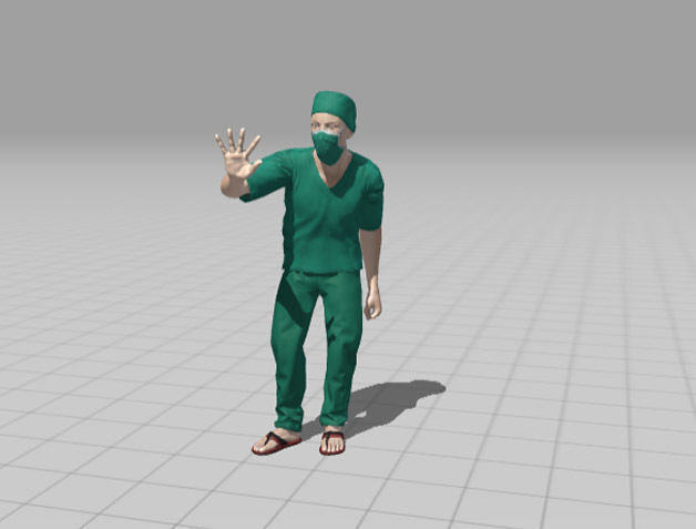 Doctor 3D model surgeon in scrubs 3D model_10