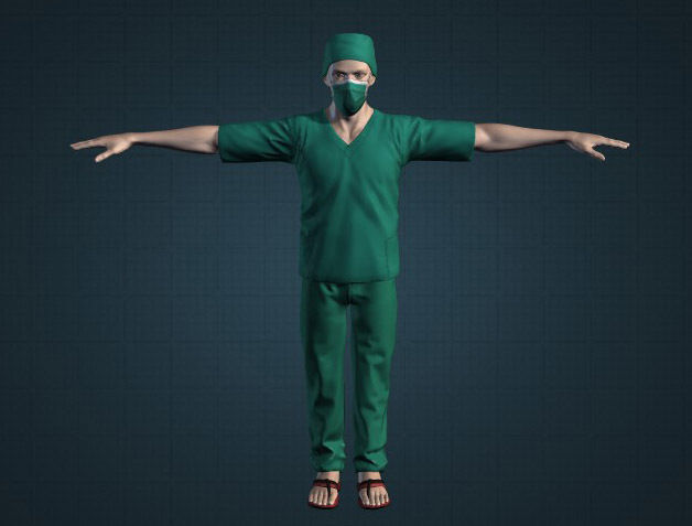 Doctor 3D model surgeon in scrubs 3D model_1