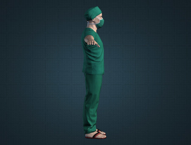 Doctor 3D model surgeon in scrubs 3D model_4