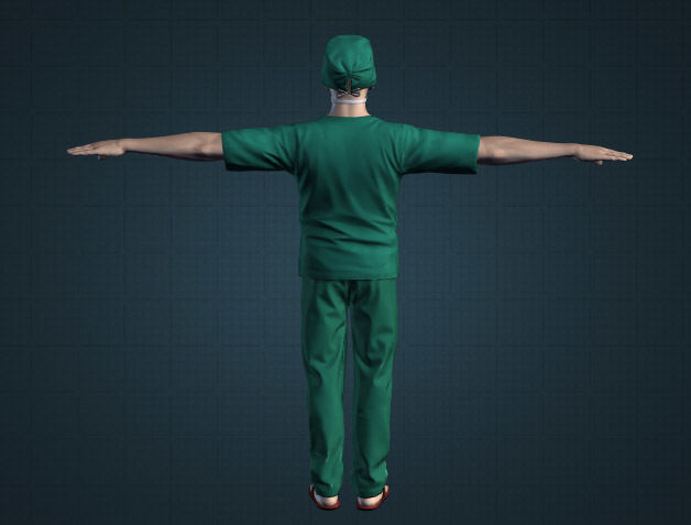 Doctor 3D model surgeon in scrubs 3D model_2