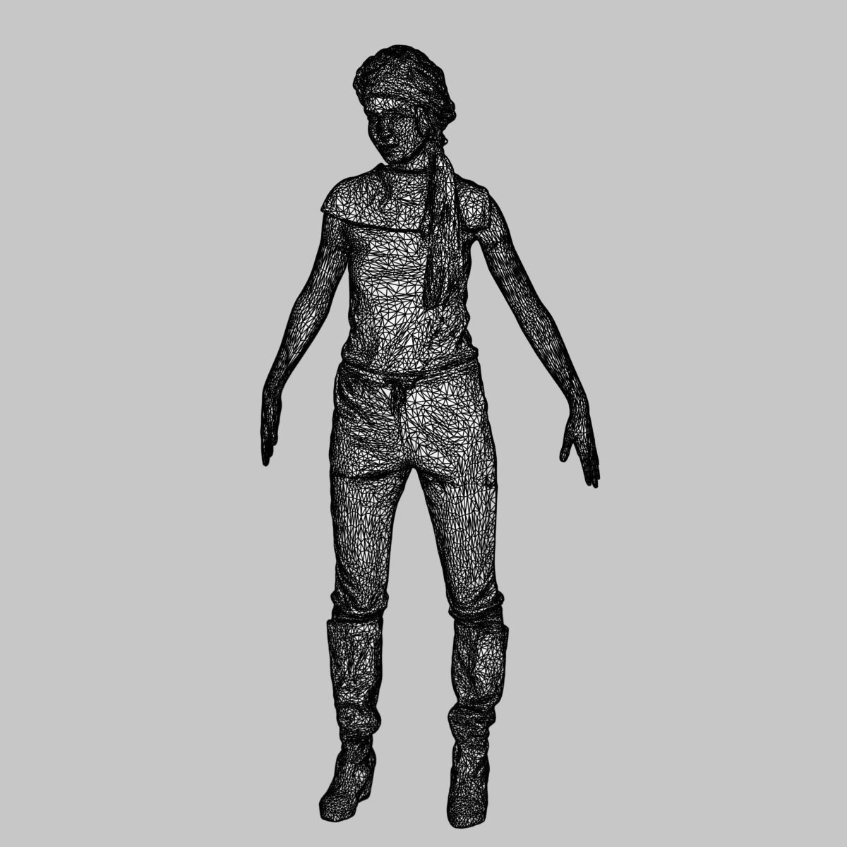 10 A-Pose Rig Ready Female Characters Low-poly 3D model_7