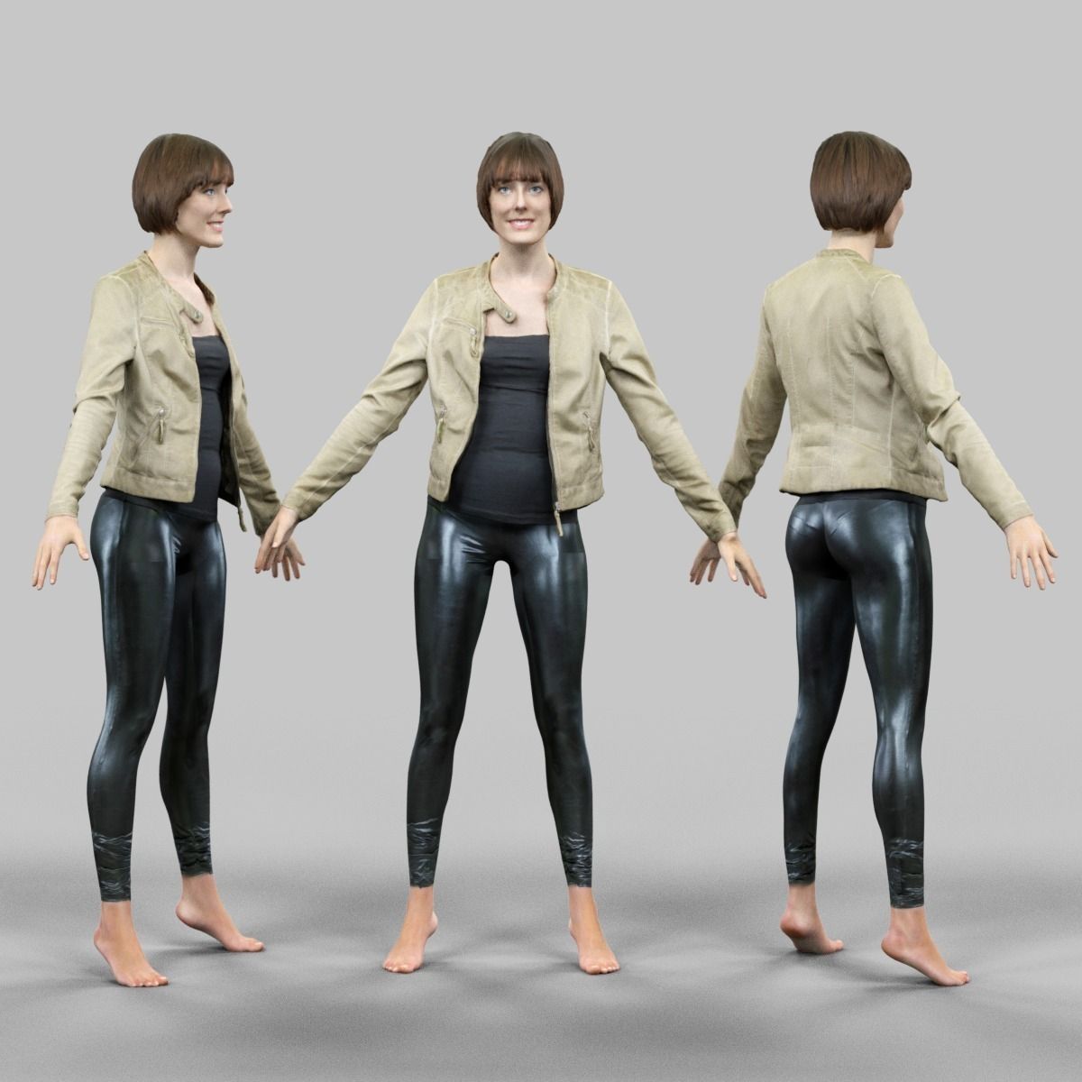 10 A-Pose Rig Ready Female Characters Low-poly 3D model_9