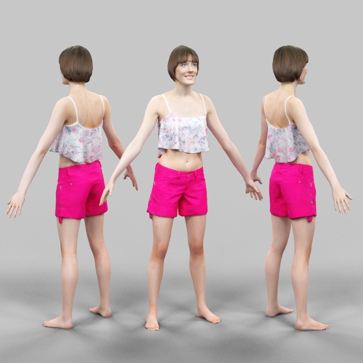 10 A-Pose Rig Ready Female Characters Low-poly 3D model_3
