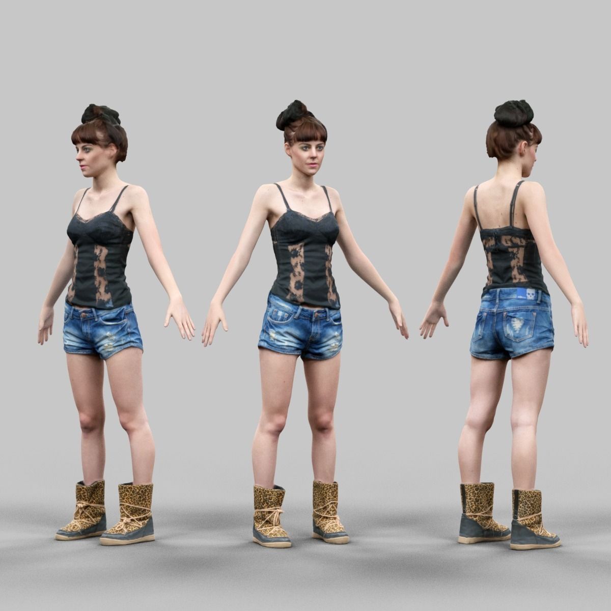 10 A-Pose Rig Ready Female Characters Low-poly 3D model_10