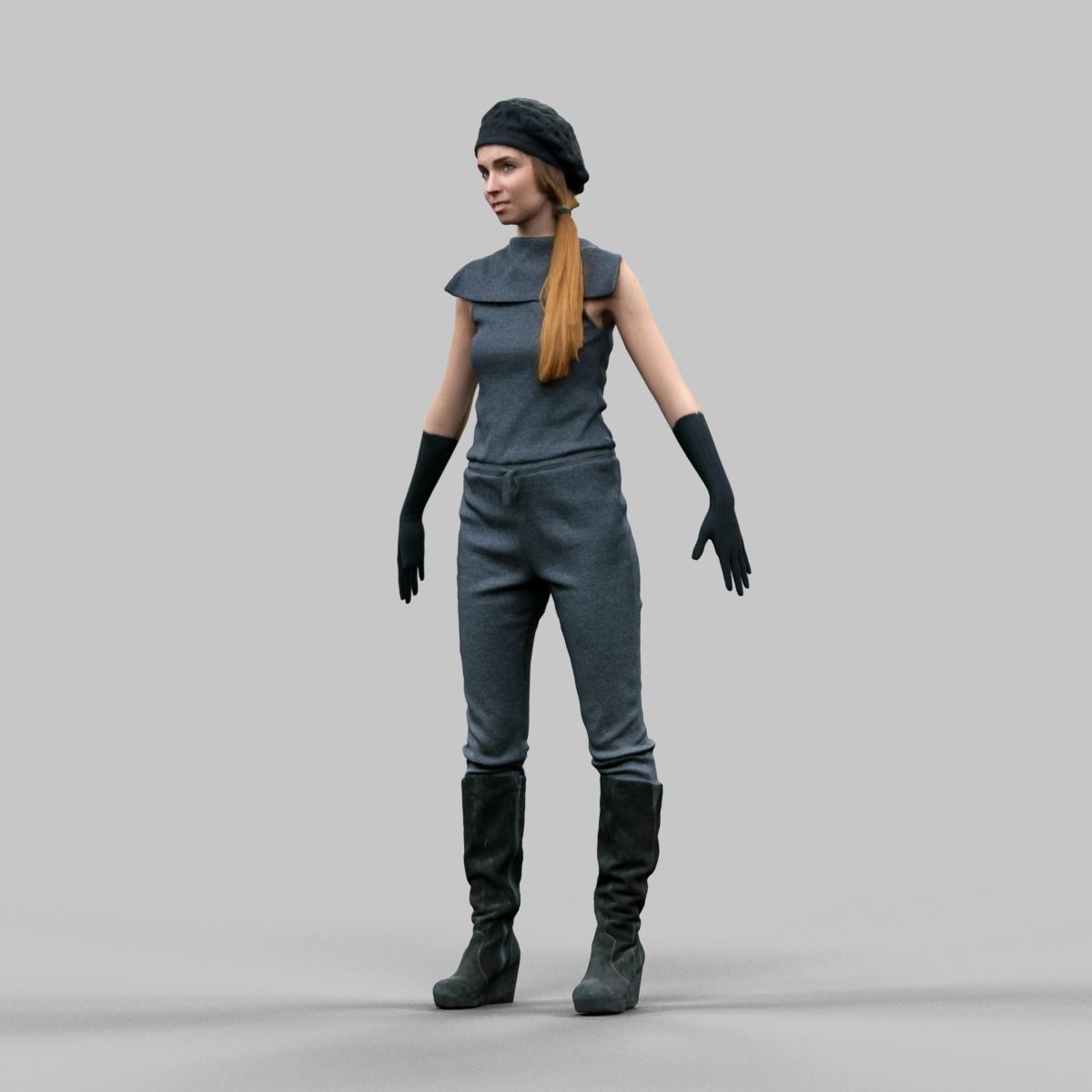 10 A-Pose Rig Ready Female Characters Low-poly 3D model_5