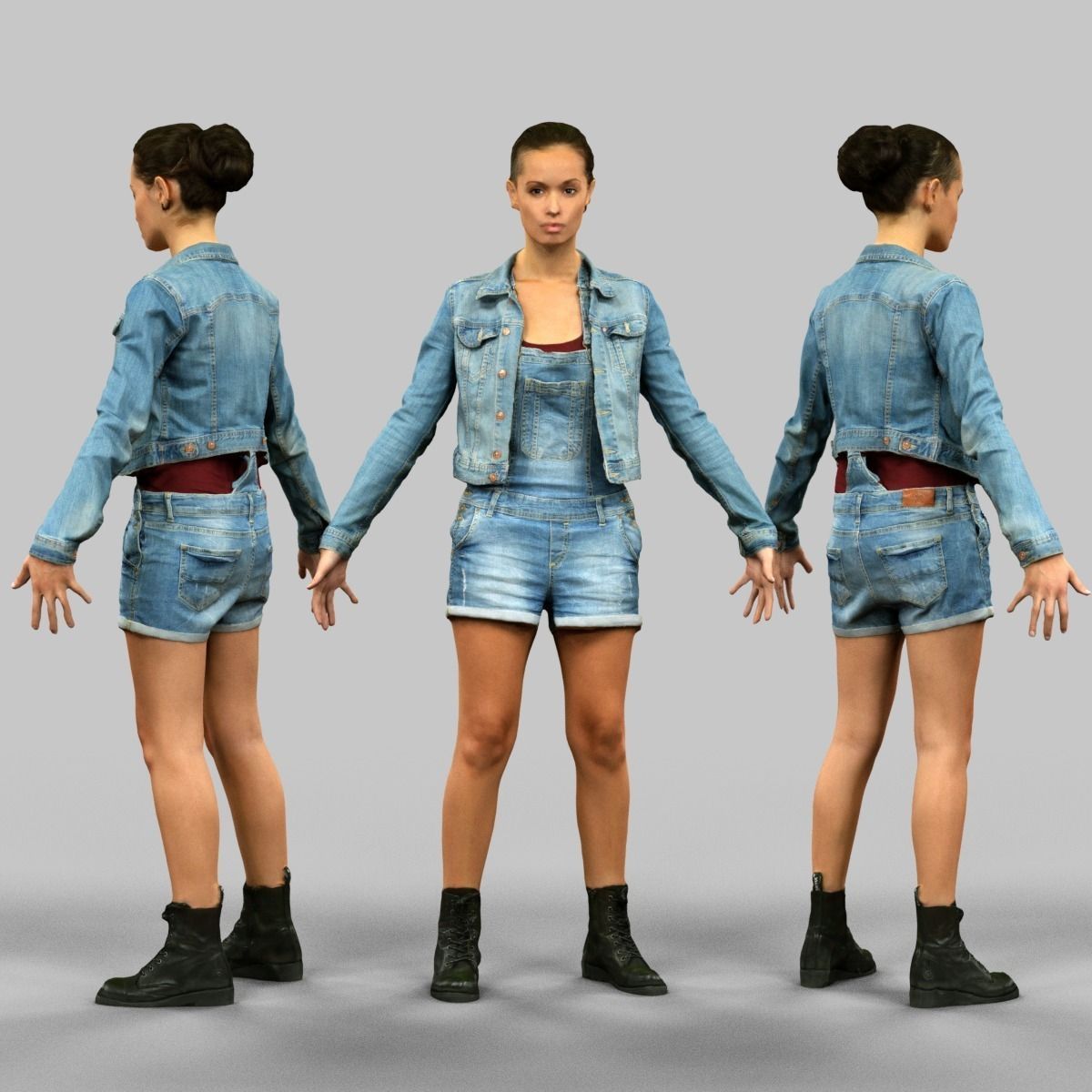 10 A-Pose Rig Ready Female Characters Low-poly 3D model_14