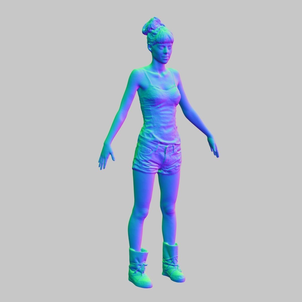 10 A-Pose Rig Ready Female Characters Low-poly 3D model_11