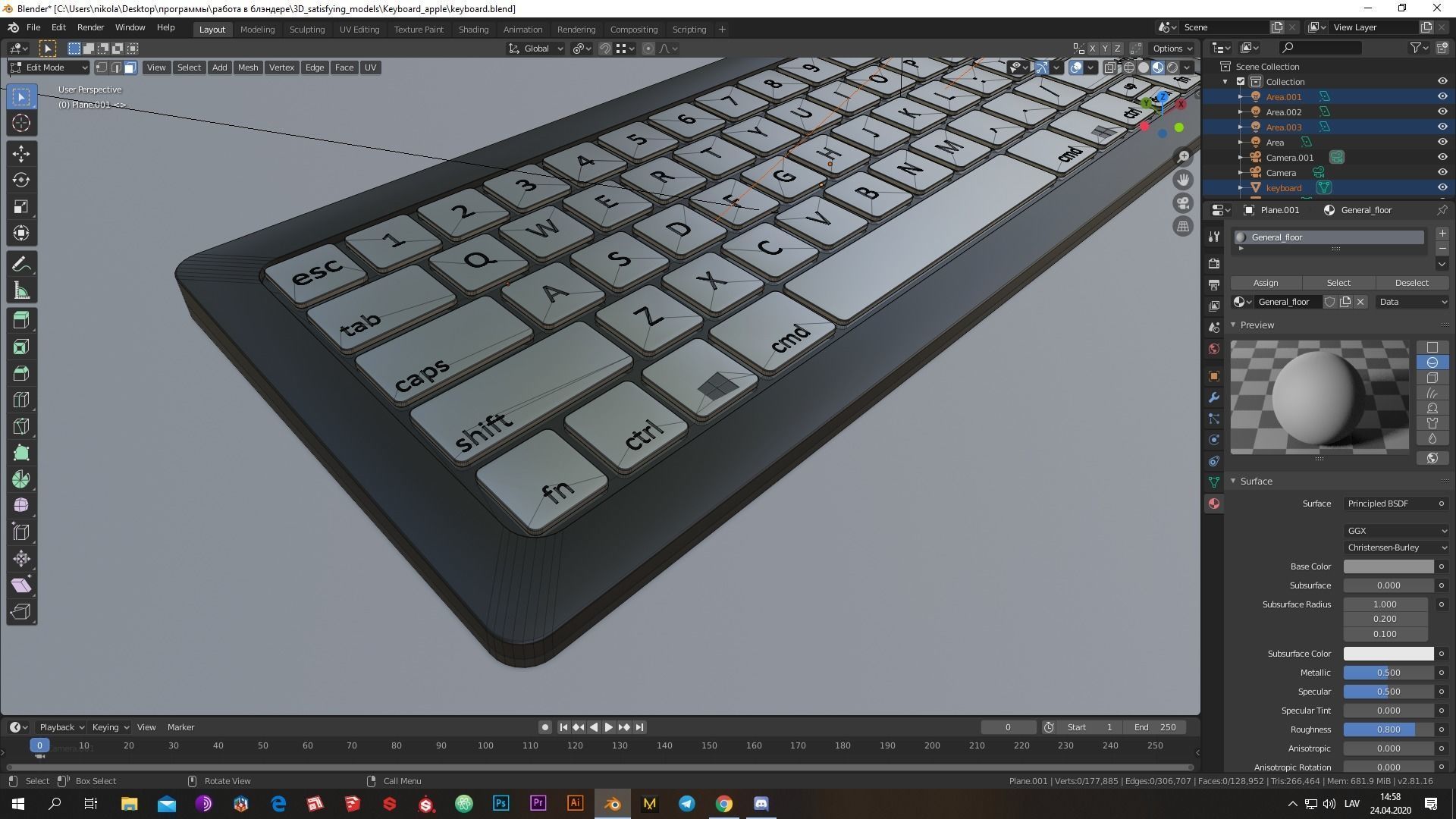 Low-poly Cool modern keyboard made Low-poly 3D model_4