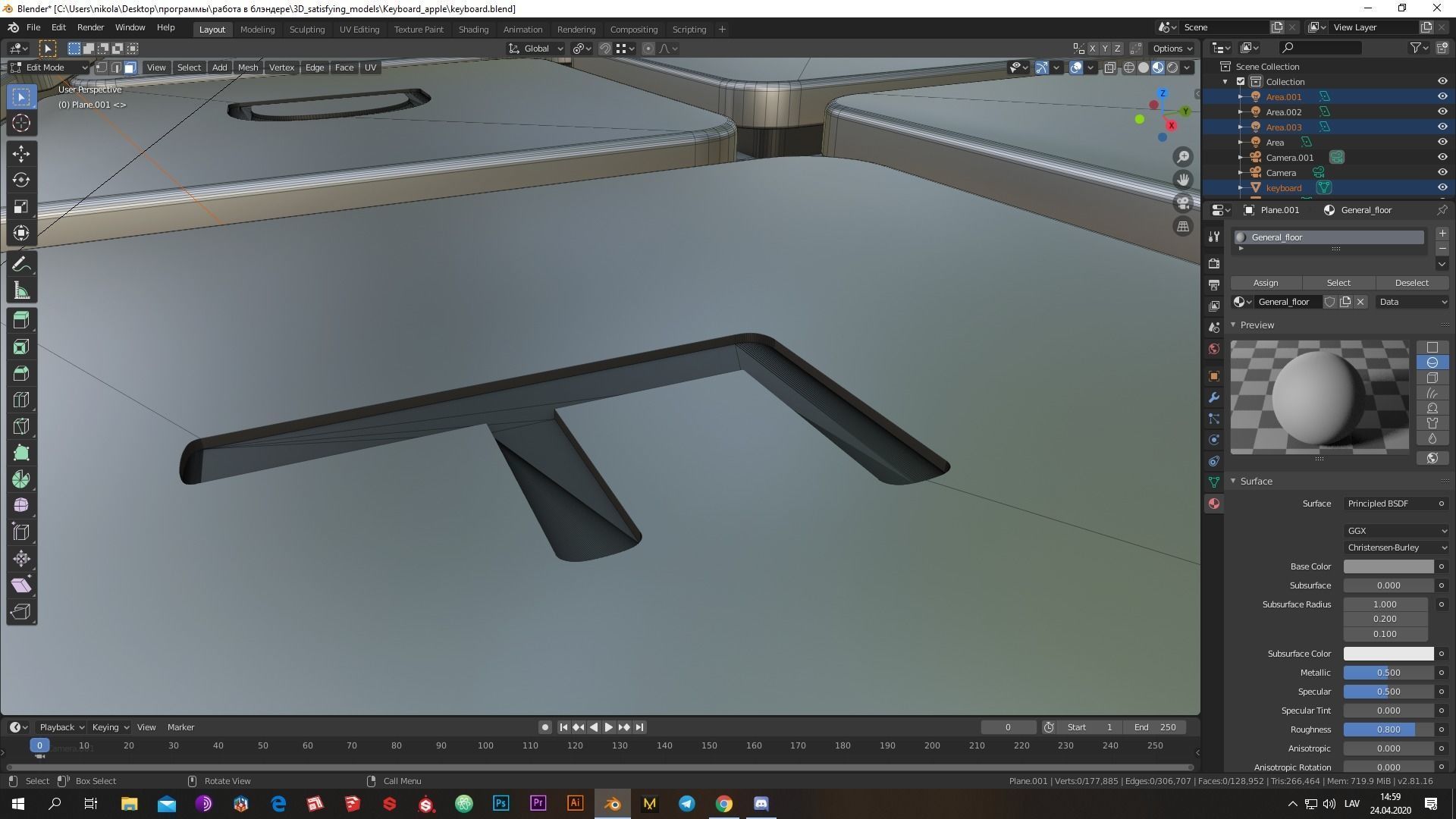Low-poly Cool modern keyboard made Low-poly 3D model_12