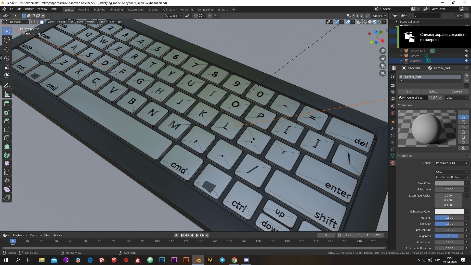 Low-poly Cool modern keyboard made Low-poly 3D model_5