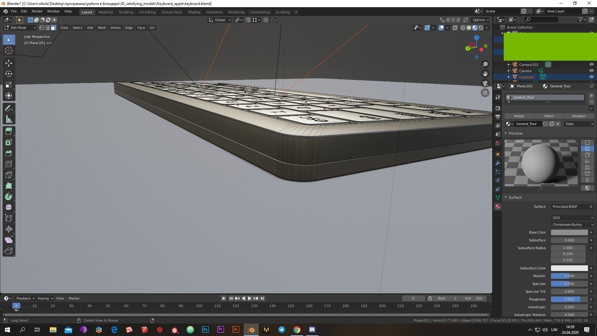 Low-poly Cool modern keyboard made Low-poly 3D model_10
