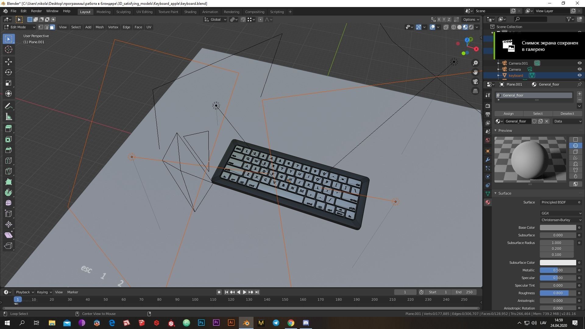 Low-poly Cool modern keyboard made Low-poly 3D model_13