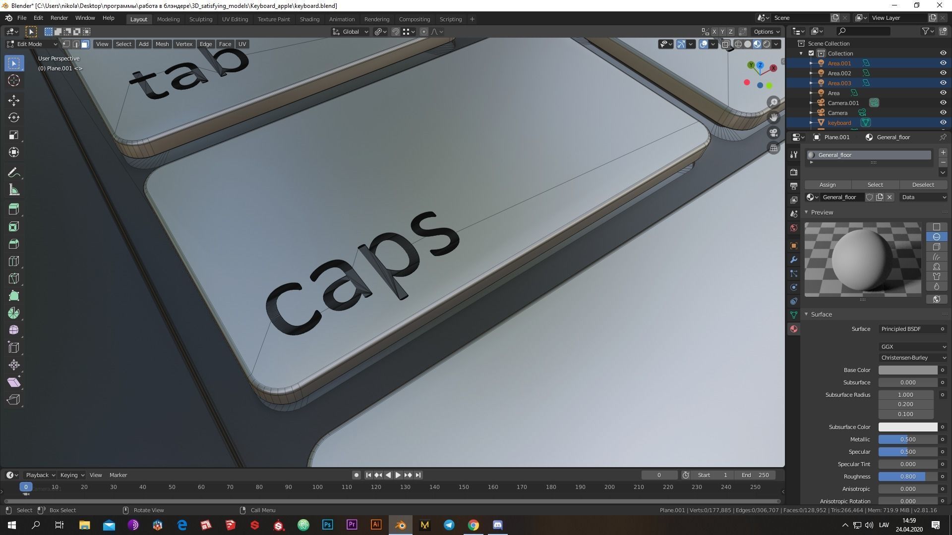 Low-poly Cool modern keyboard made Low-poly 3D model_11