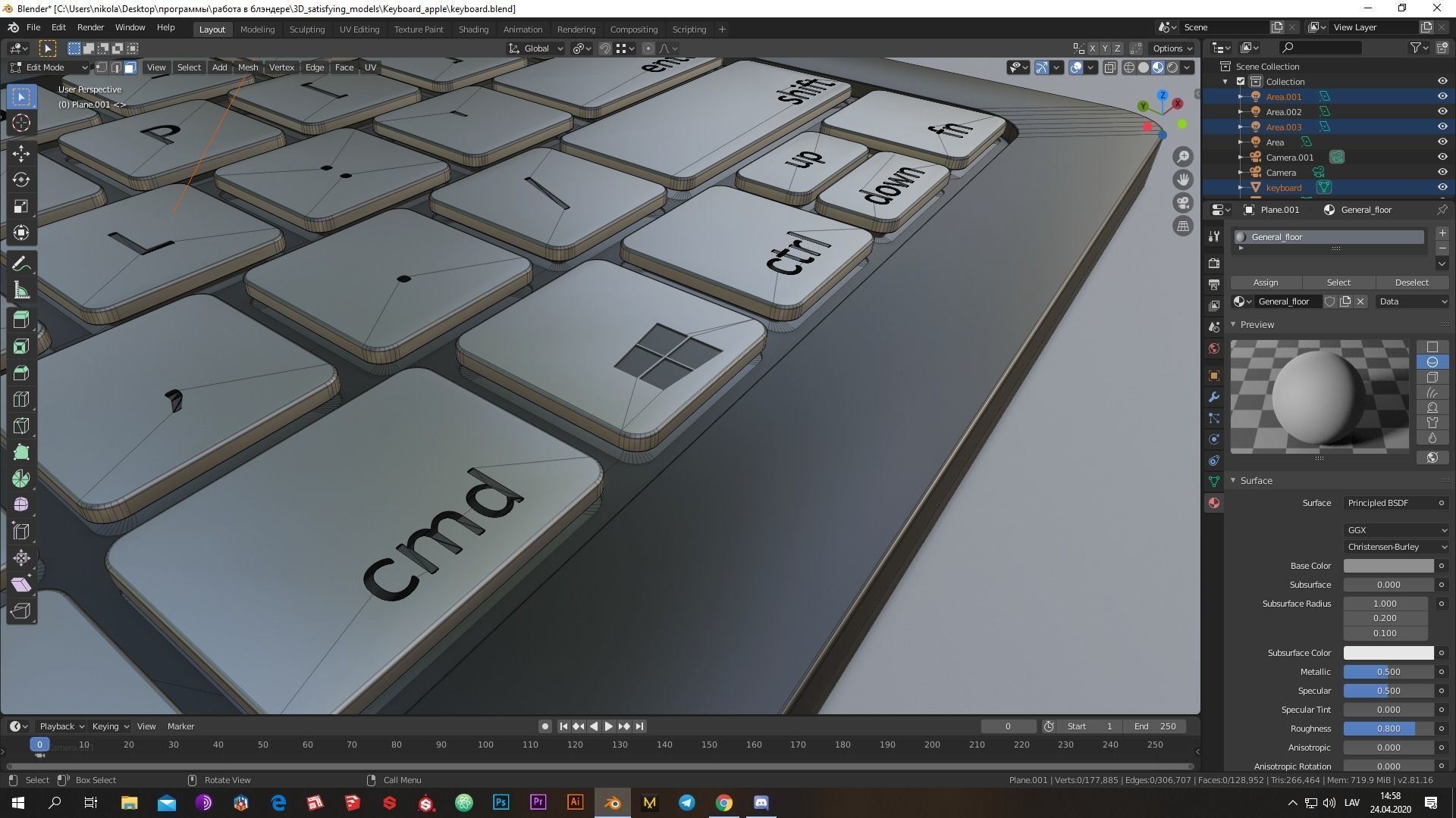 Low-poly Cool modern keyboard made Low-poly 3D model_7