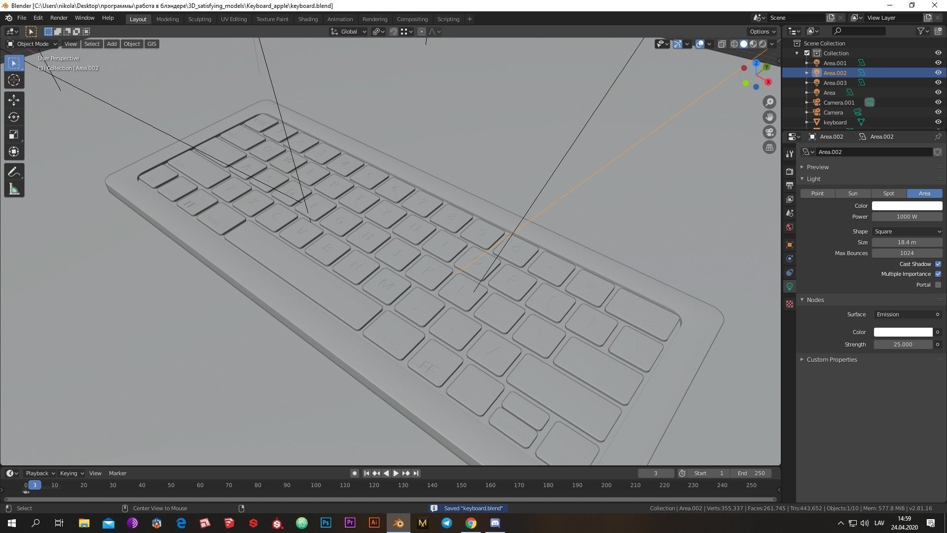 Low-poly Cool modern keyboard made Low-poly 3D model_14