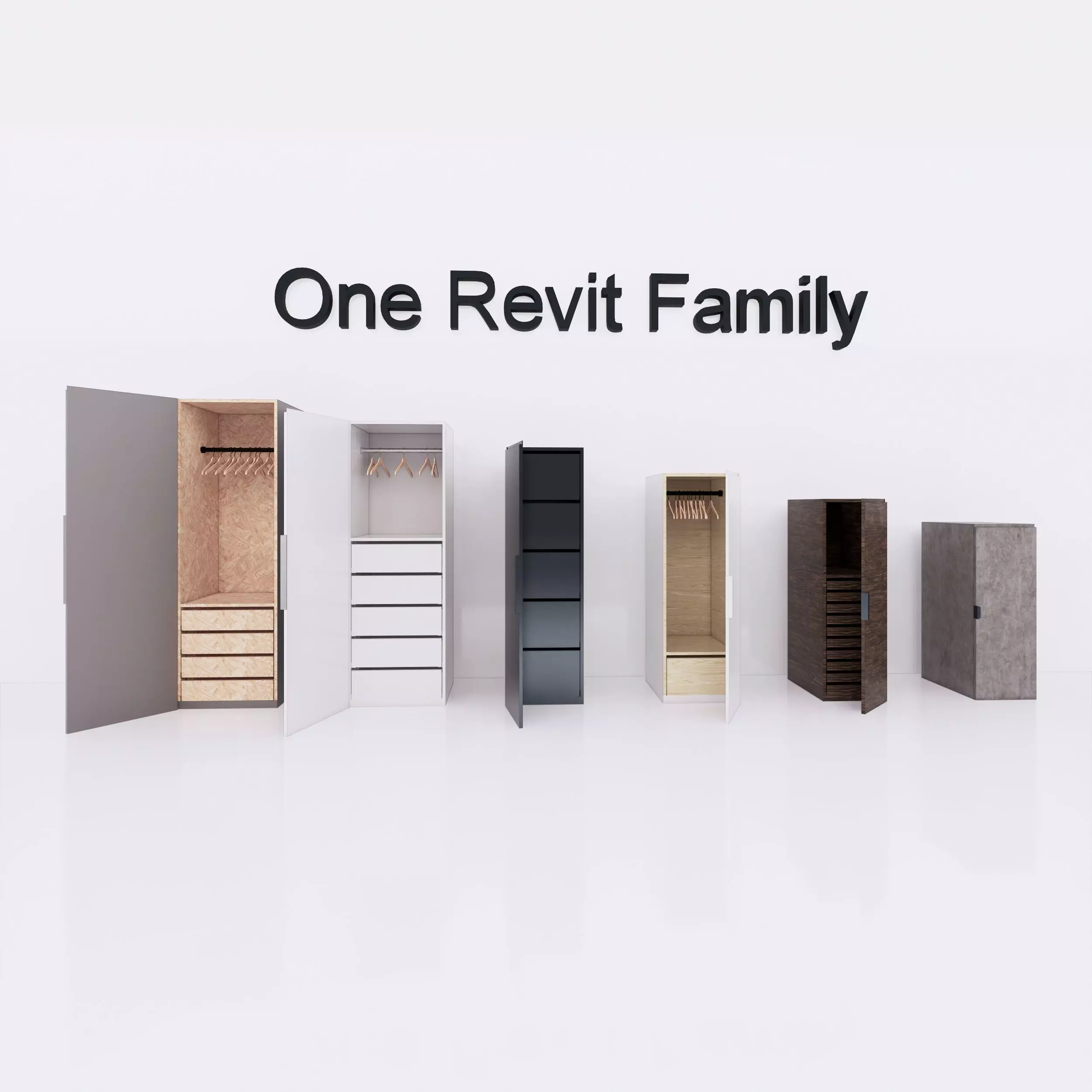 Cupboard 2 - Full parametric Revit Family Low-poly 3D model_0