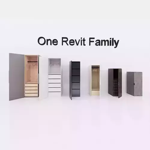 Cupboard 2 - Full parametric Revit Family  Low-poly 3D model