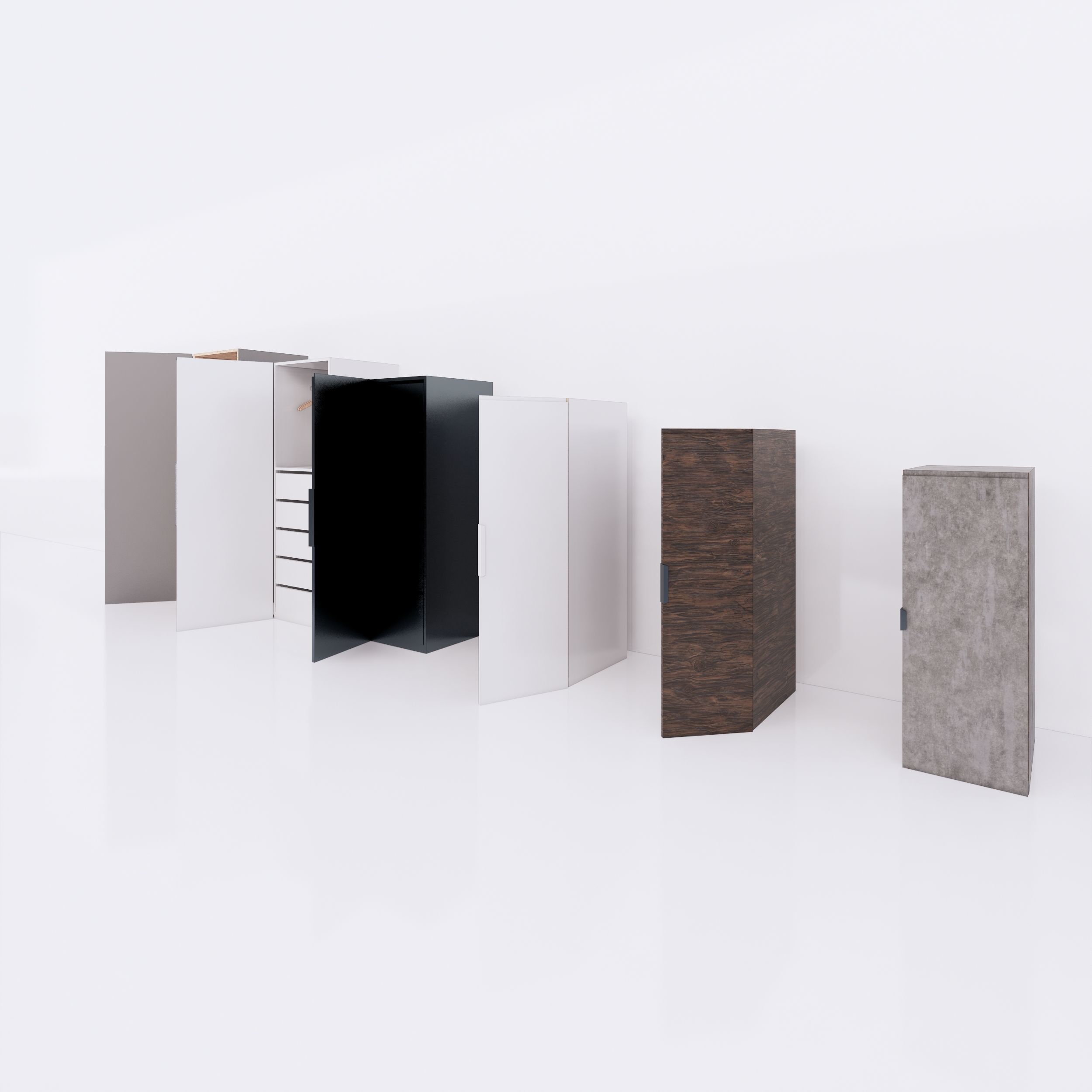 3D model Cupboard 2 Full parametric Revit Family VR / AR / lowpoly