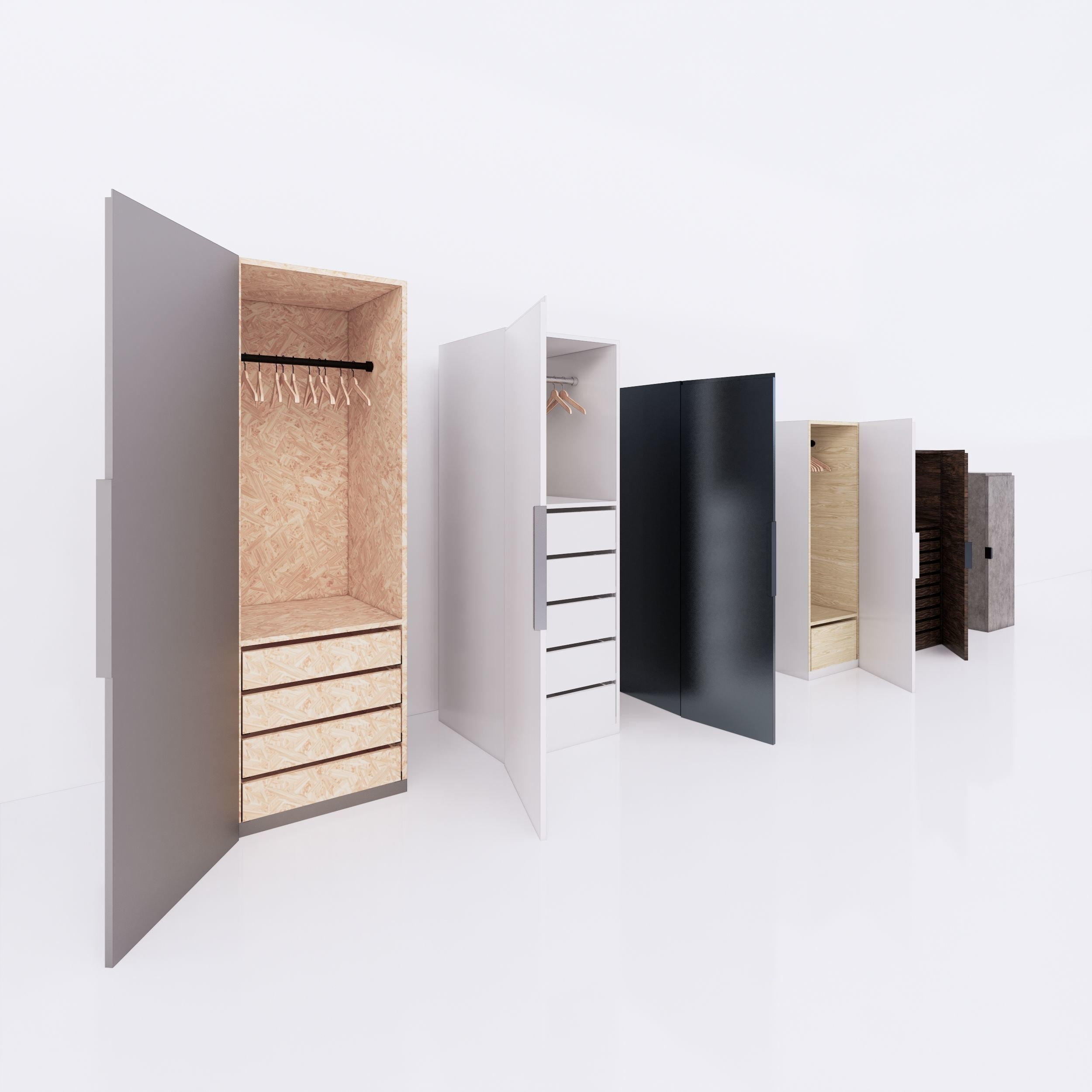 3D model Cupboard 2 Full parametric Revit Family VR / AR / lowpoly