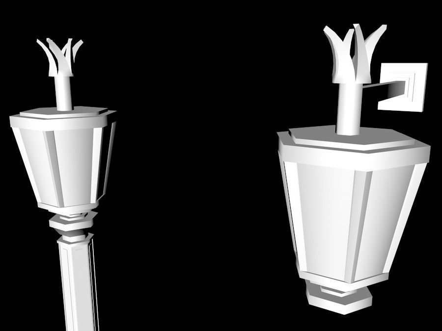Elegant Antic Street Light and Outdoor Wall Light Low Poly Low-poly 3D model_17