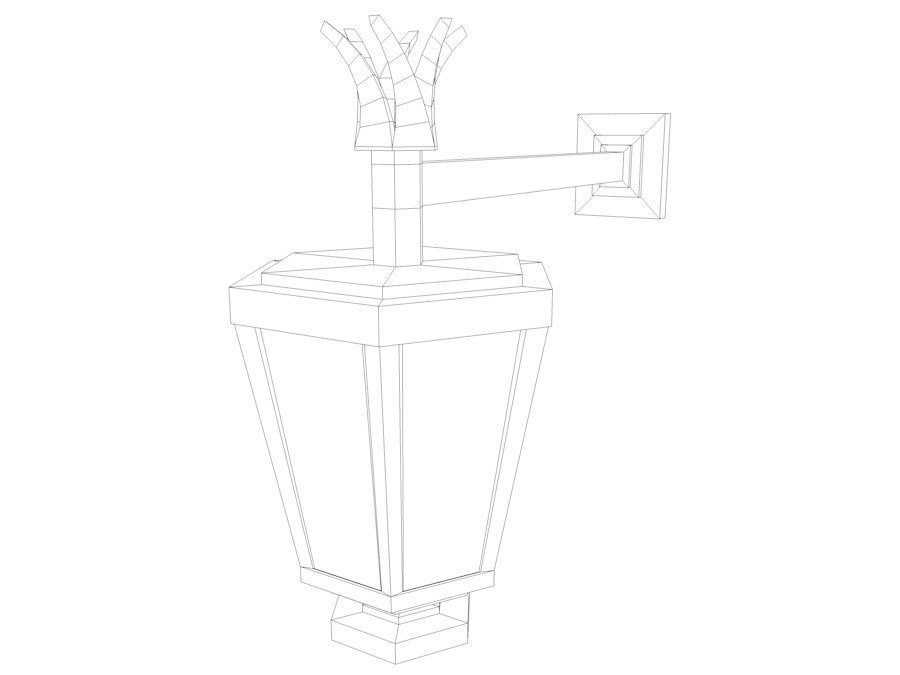 Elegant Antic Street Light and Outdoor Wall Light Low Poly Low-poly 3D model_19
