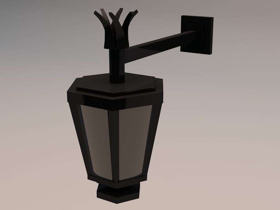 Elegant Antic Street Light and Outdoor Wall Light Low Poly Low-poly 3D model_4