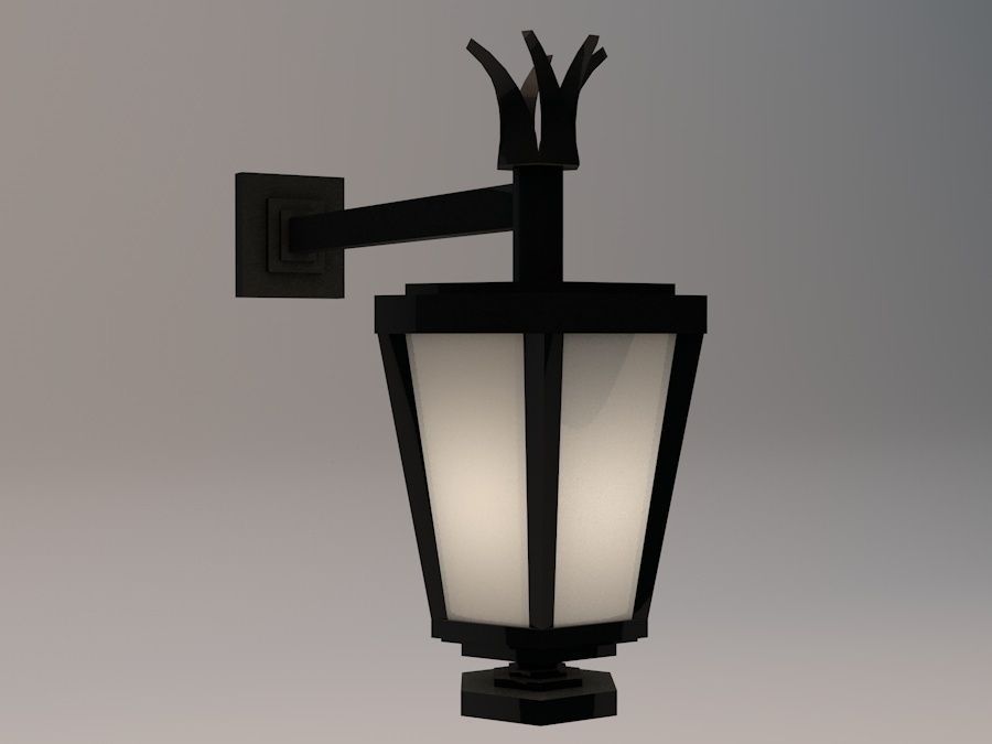 Elegant Antic Street Light and Outdoor Wall Light Low Poly Low-poly 3D model_2