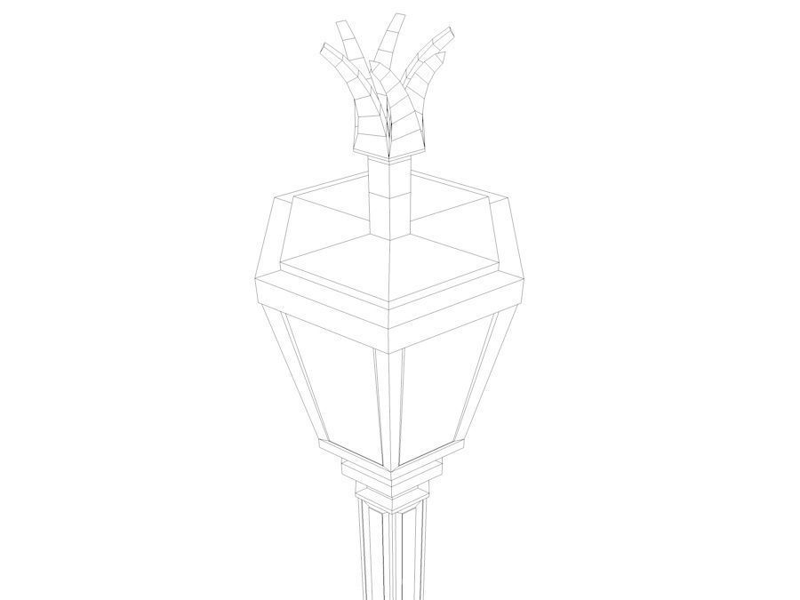 Elegant Antic Street Light and Outdoor Wall Light Low Poly Low-poly 3D model_22