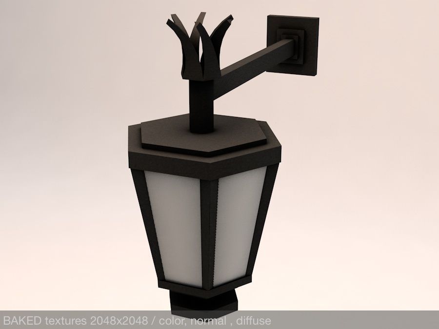 Elegant Antic Street Light and Outdoor Wall Light Low Poly Low-poly 3D model_6