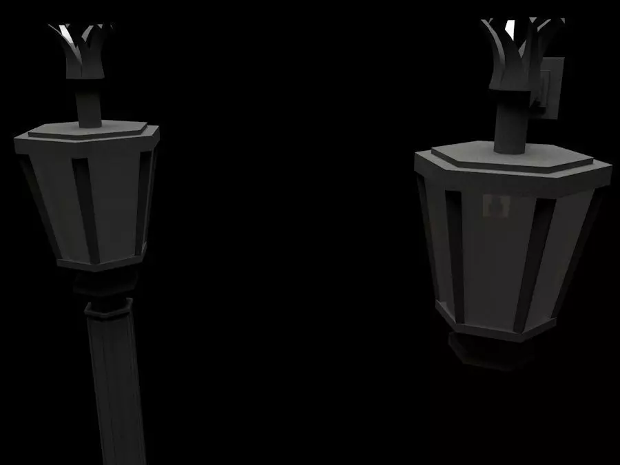 Elegant Antic Street Light and Outdoor Wall Light Low Poly Low-poly 3D model_0