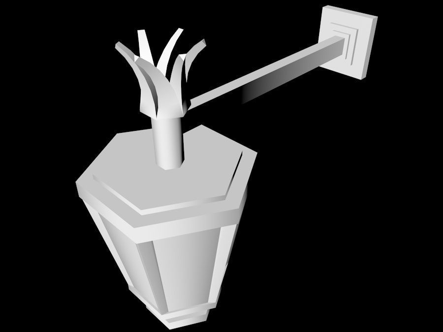 Elegant Antic Street Light and Outdoor Wall Light Low Poly Low-poly 3D model_16