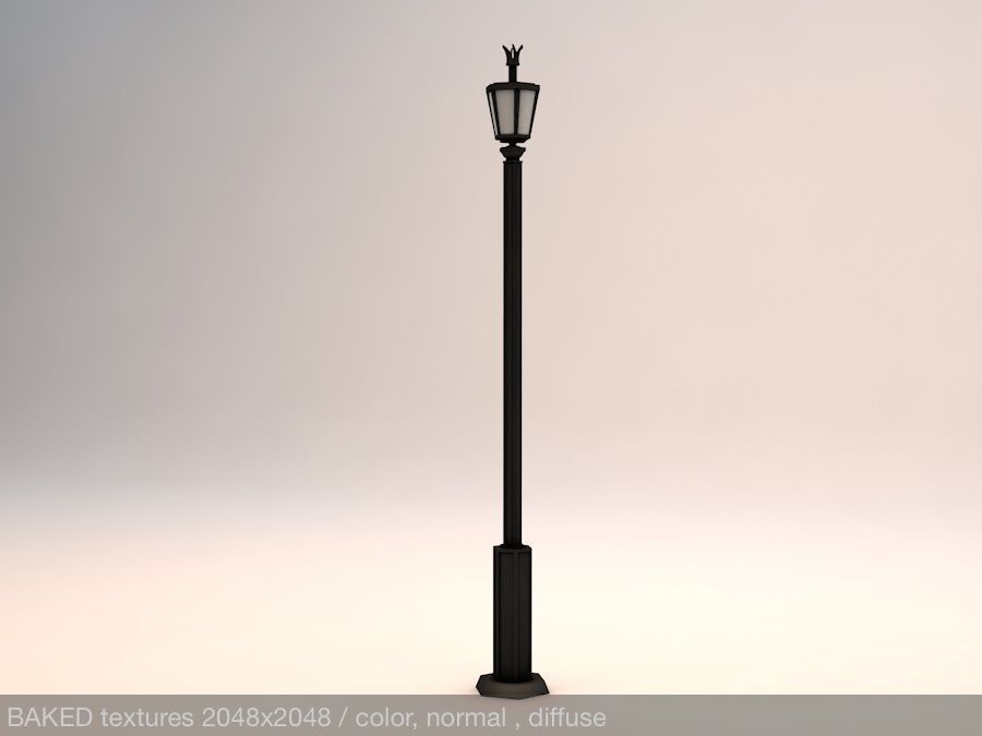 Elegant Antic Street Light and Outdoor Wall Light Low Poly Low-poly 3D model_5
