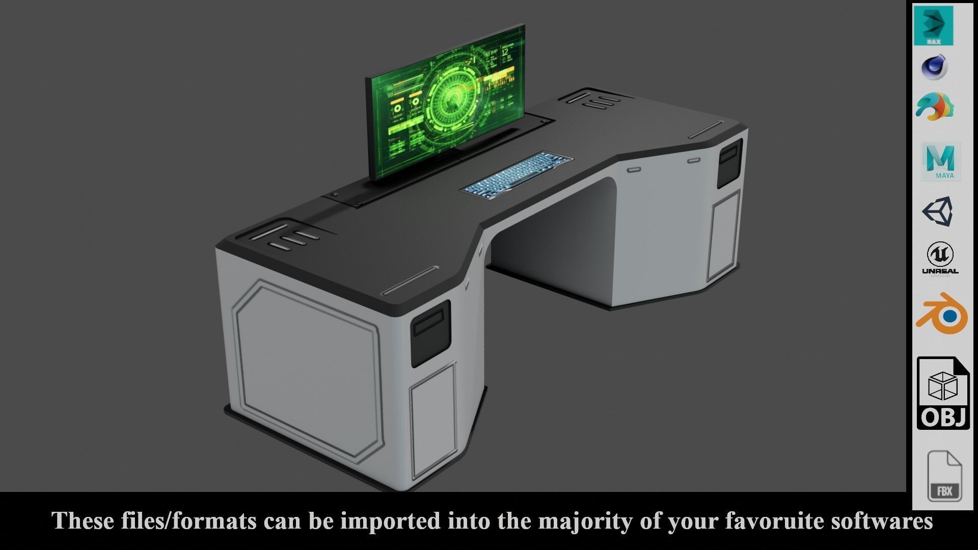 Sci-Fi Lab Table - Low poly - PBR - Game ready Low-poly 3D model_22