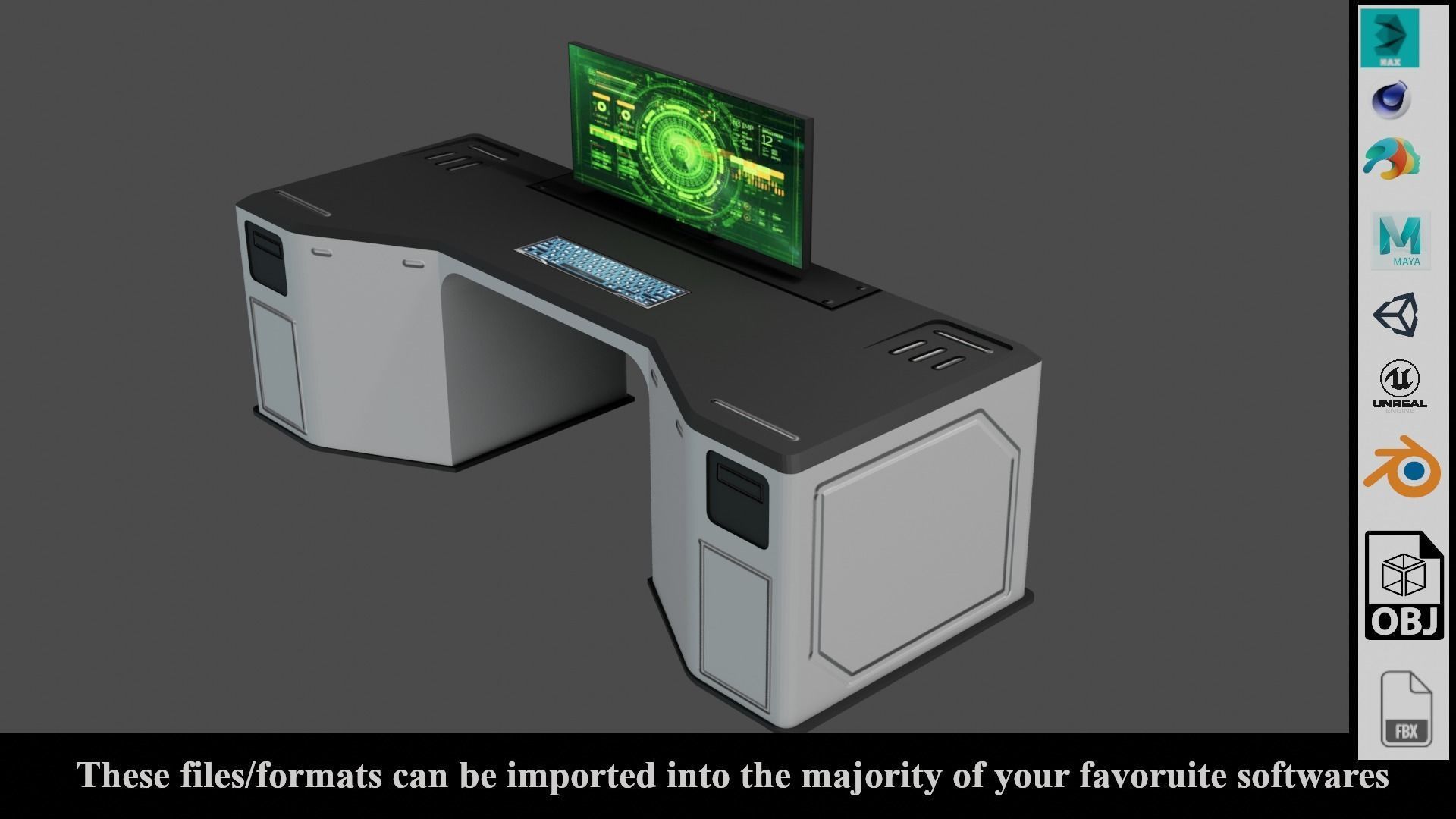 Sci-Fi Lab Table - Low poly - PBR - Game ready Low-poly 3D model_4