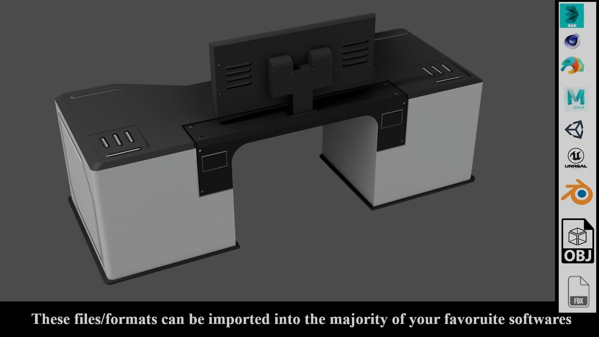 Sci-Fi Lab Table - Low poly - PBR - Game ready Low-poly 3D model_12