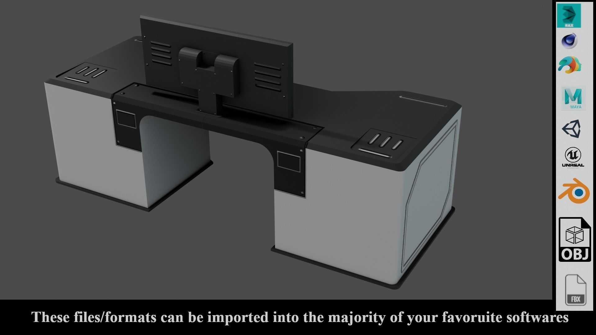Sci-Fi Lab Table - Low poly - PBR - Game ready Low-poly 3D model_16