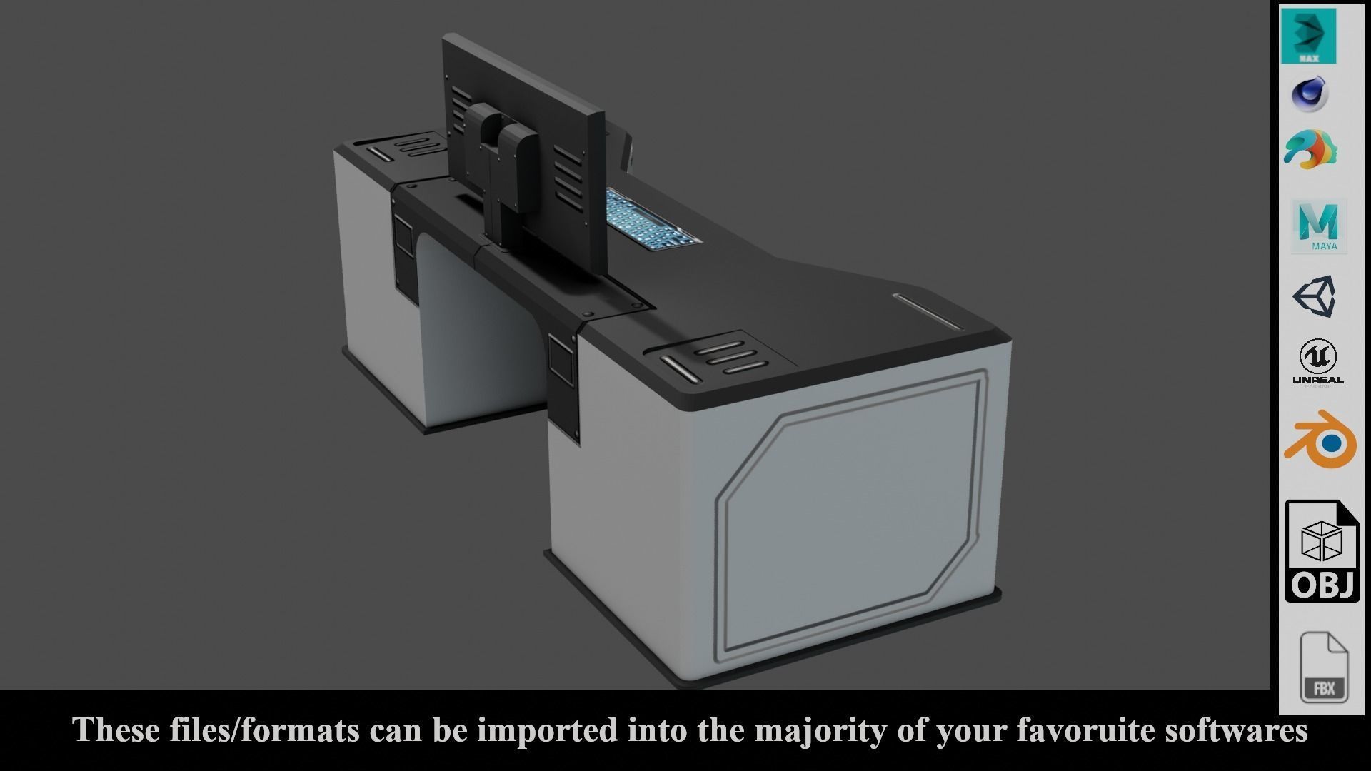 Sci-Fi Lab Table - Low poly - PBR - Game ready Low-poly 3D model_18