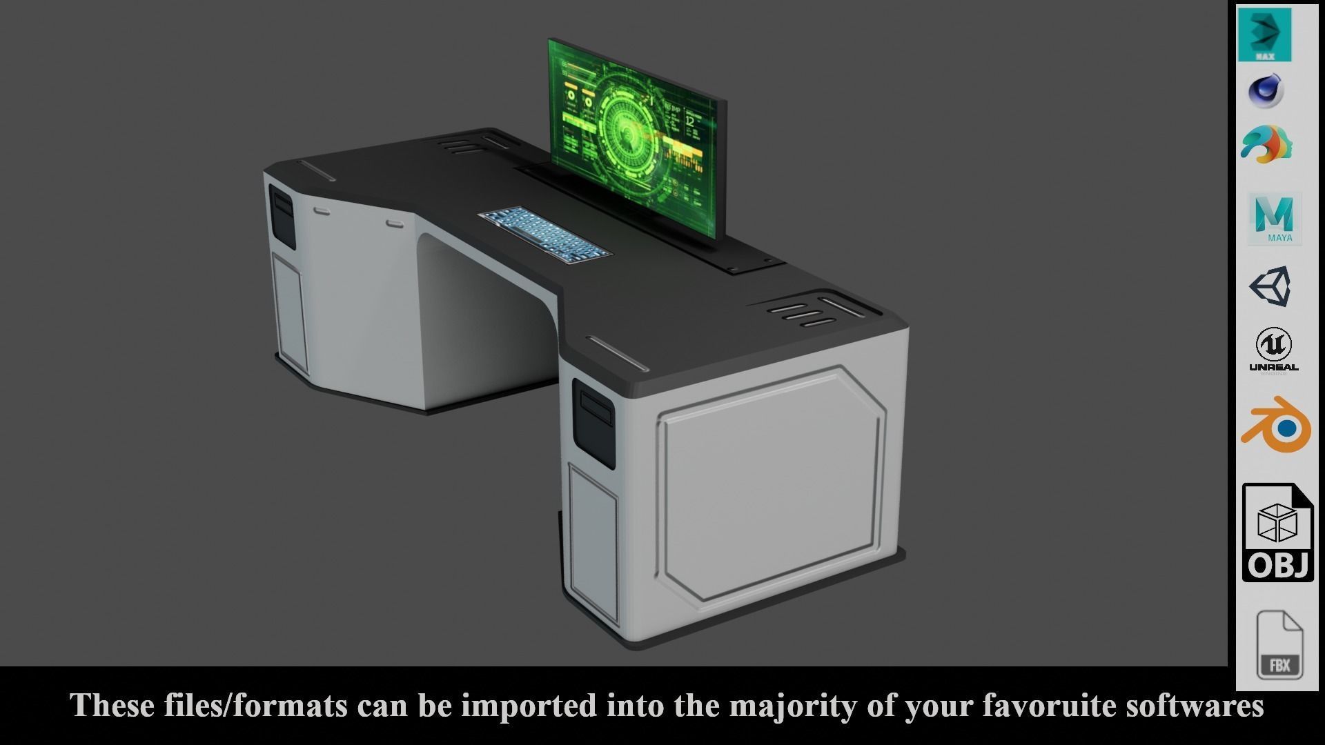 Sci-Fi Lab Table - Low poly - PBR - Game ready Low-poly 3D model_6