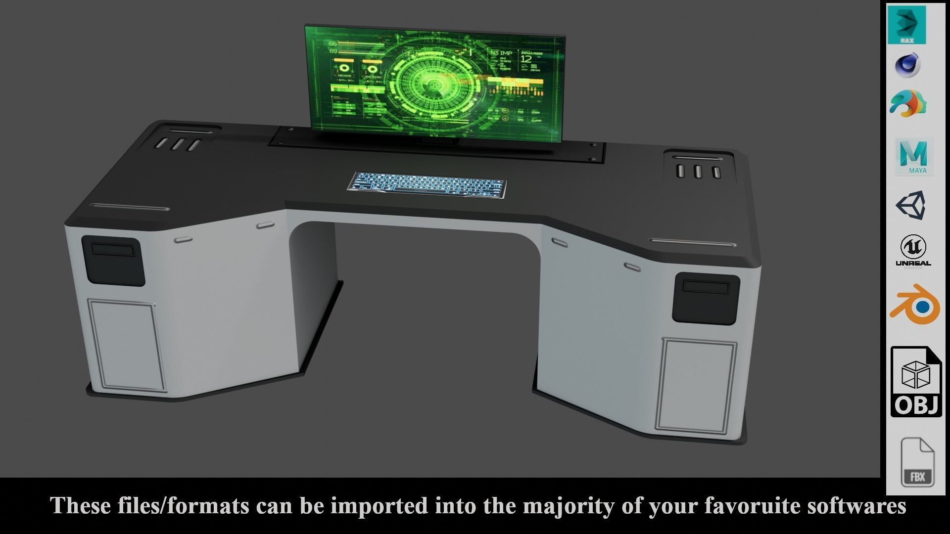 Sci-Fi Lab Table - Low poly - PBR - Game ready Low-poly 3D model_2