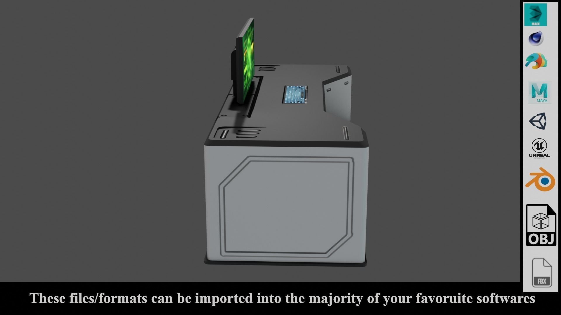 Sci-Fi Lab Table - Low poly - PBR - Game ready Low-poly 3D model_20