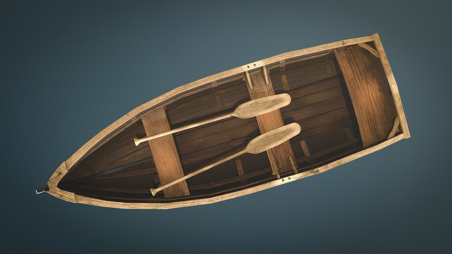 Wooden Boat Low-Poly Game-Ready Low-poly 3D model_3