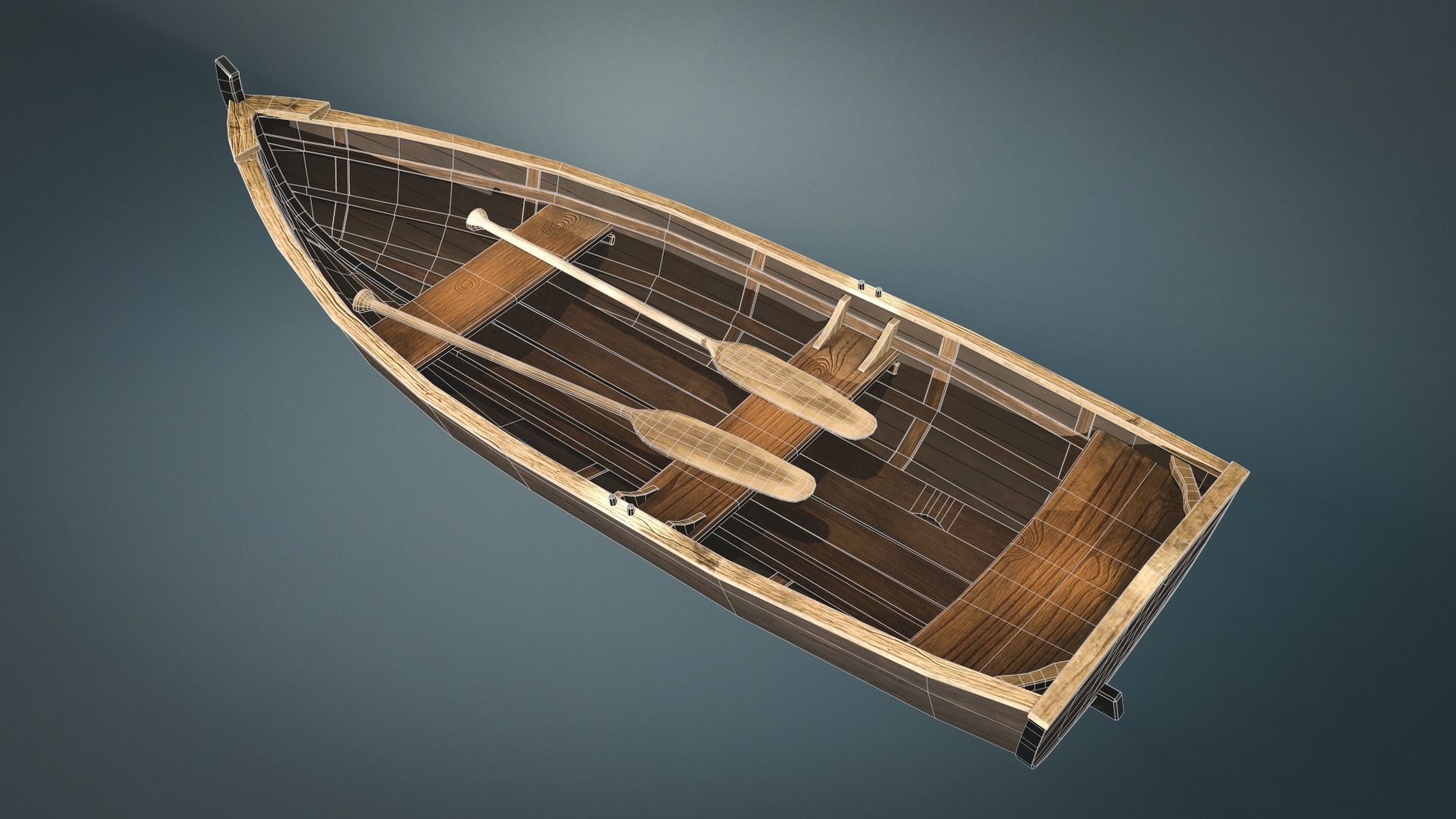 Wooden Boat Low-Poly Game-Ready Low-poly 3D model_2